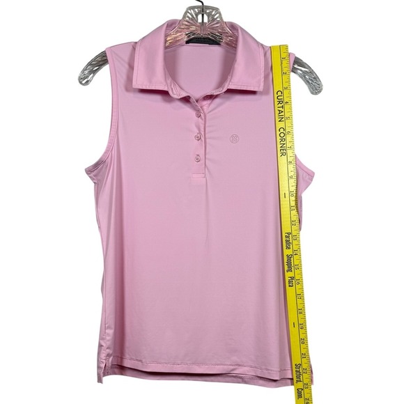 G/FORE Womens Pleated Collar Silky Tech Nylon Sleeveless Golf Polo Shirt, Size S - Picture 5 of 6